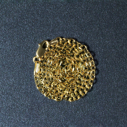 Cadena de eslabones de cable con corte de diamante de oro amarillo de 14k de 2.3 mm