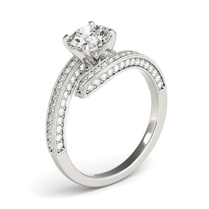 Anillo de compromiso de oro blanco de 14k con diamante redondo estilo "bypass" (1 1/2 ct. p.t.)