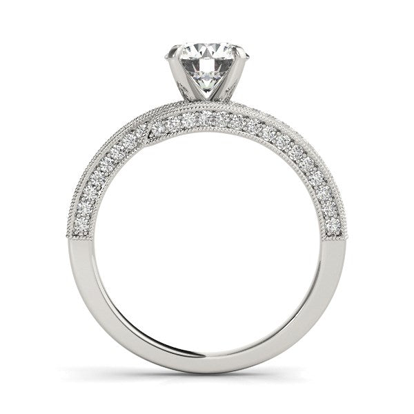 Anillo de compromiso de oro blanco de 14k con diamante redondo estilo "bypass" (1 1/2 ct. p.t.)