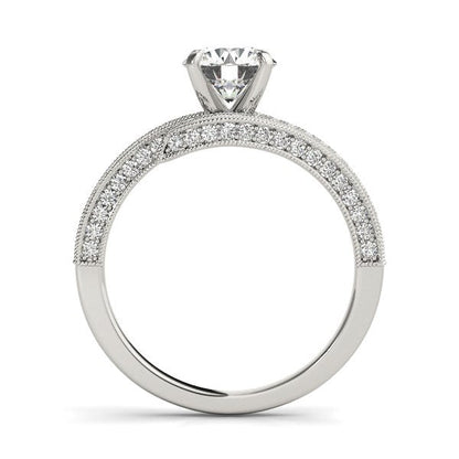 Anillo de compromiso de oro blanco de 14k con diamante redondo estilo "bypass" (1 1/2 ct. p.t.)