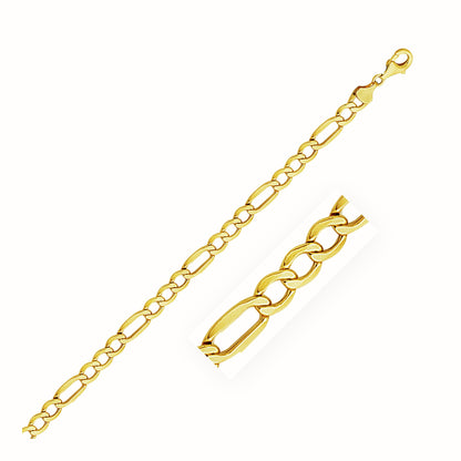 Cadena Figaro ligera de oro amarillo de 14k y 6,5 mm
