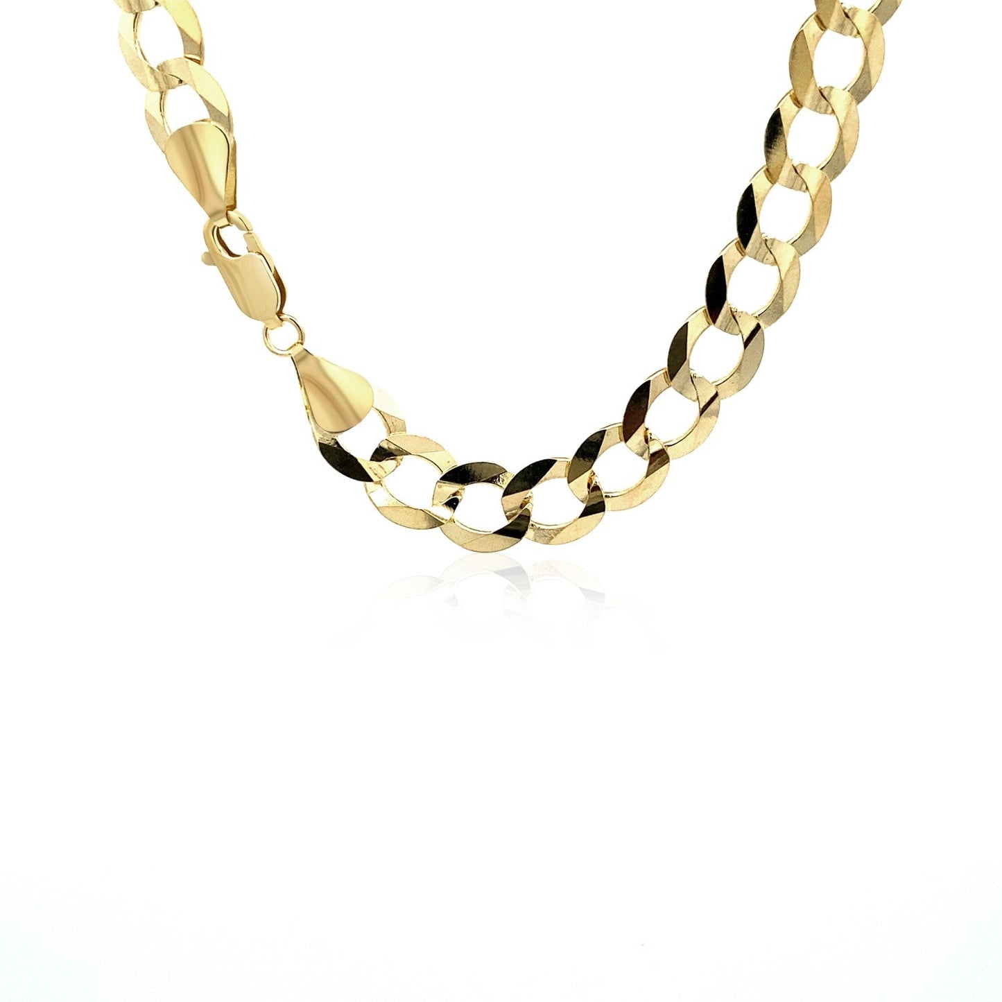 Cadena barbada sólida de oro amarillo de 14k y 8.2mm