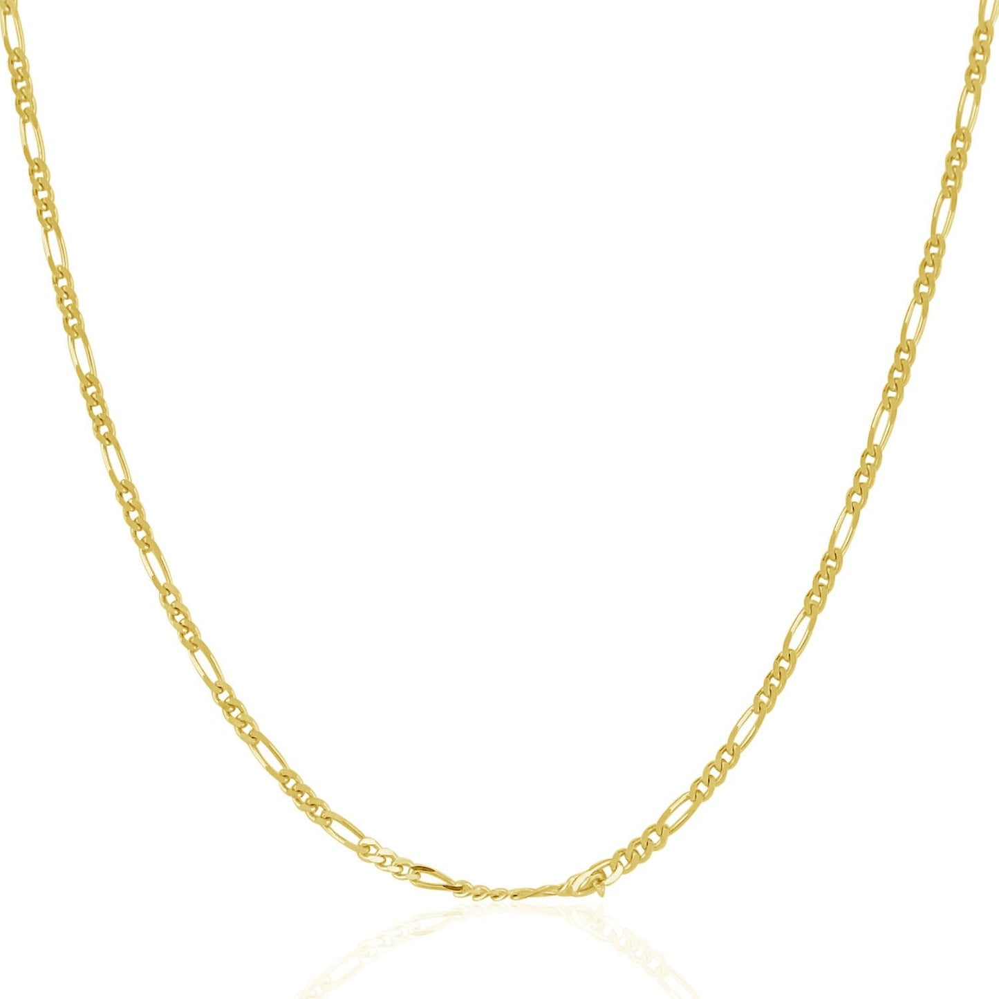 Cadena Figaro Sólida de Oro Amarillo de 14k y 1.9mm