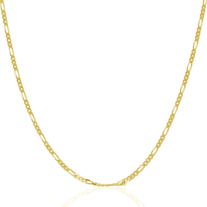 Cadena Figaro Sólida de Oro Amarillo de 14k y 1.9mm