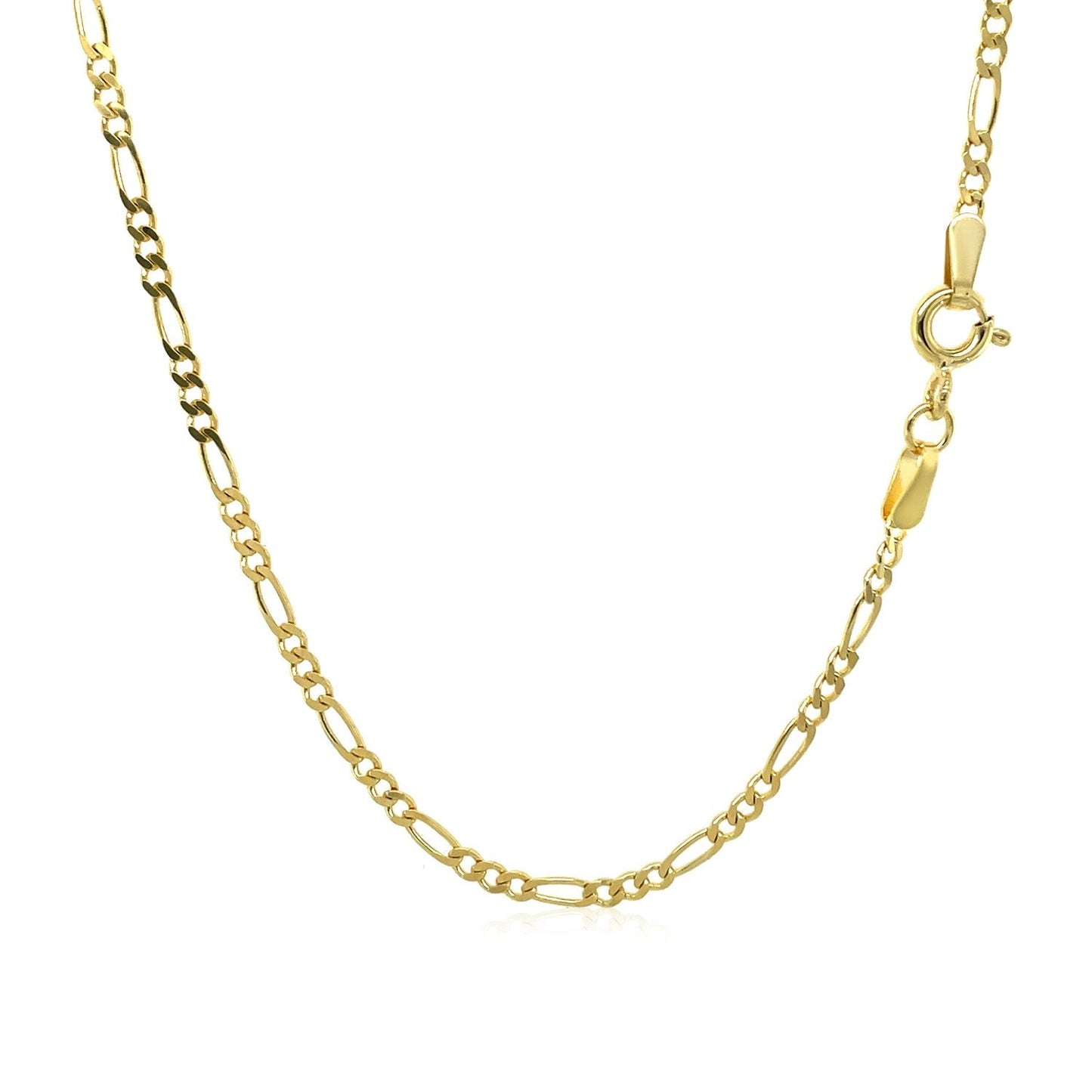 Cadena Figaro Sólida de Oro Amarillo de 14k y 1.9mm