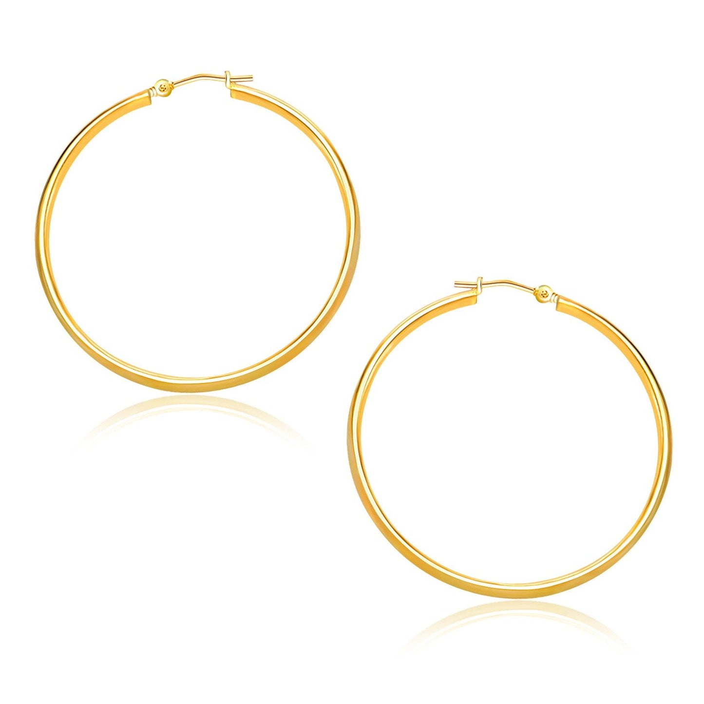Pendientes de aro pulidos de oro amarillo de 14k (30mm)