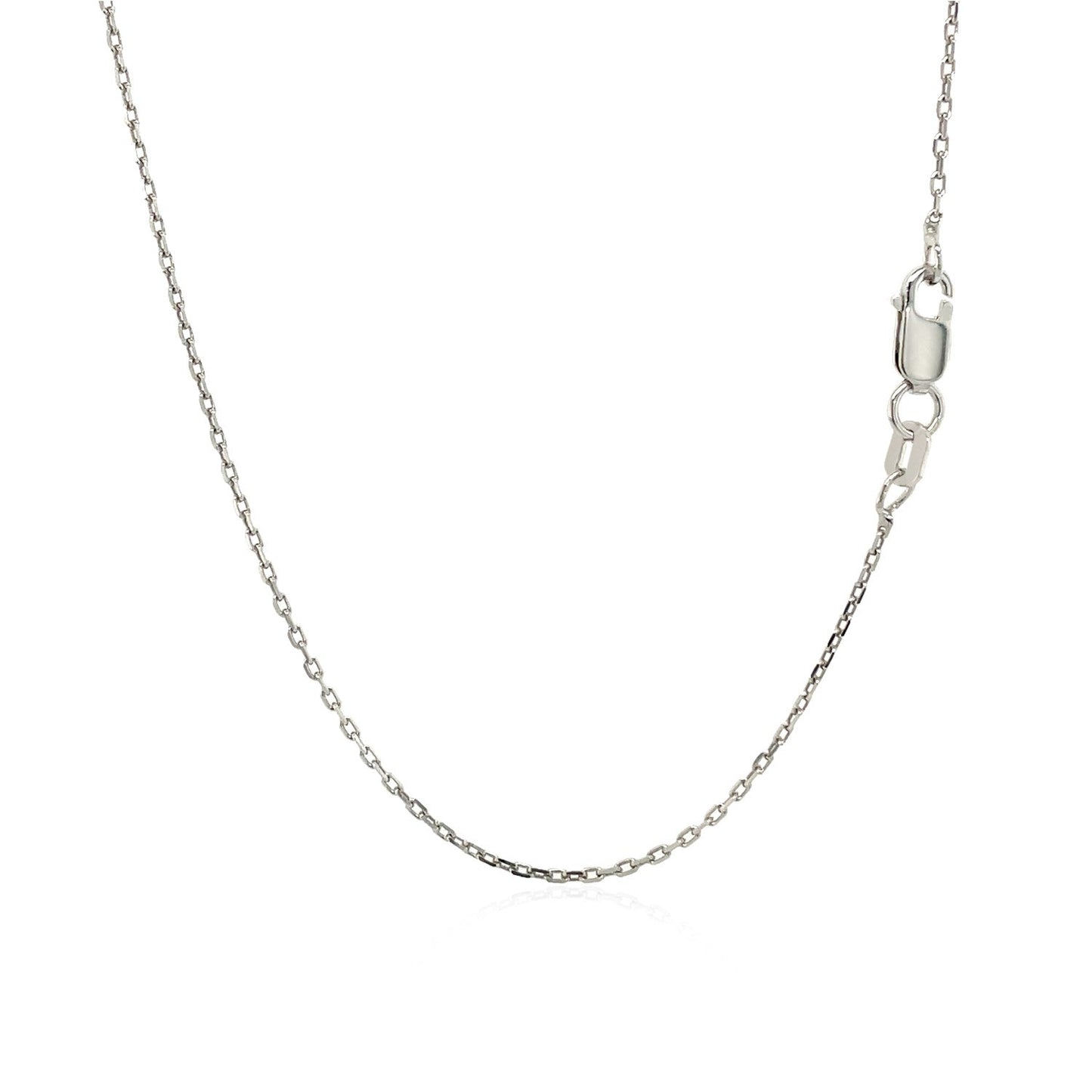 Cadena de Plata Esterlina con Baño de Rodio, Eslabones de Cable, 1.1mm