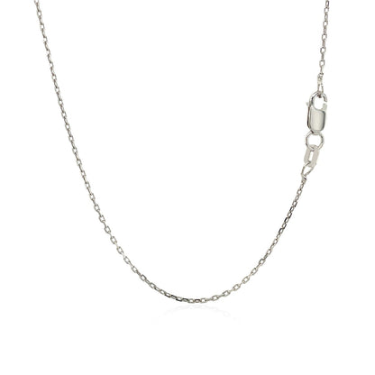 Cadena de Plata Esterlina con Baño de Rodio, Eslabones de Cable, 1.1mm