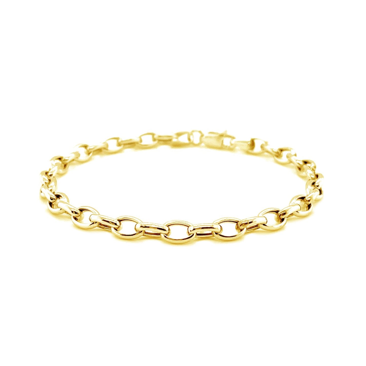 Pulsera Ovalada Rolo de Oro Amarillo de 14k y 4.6mm