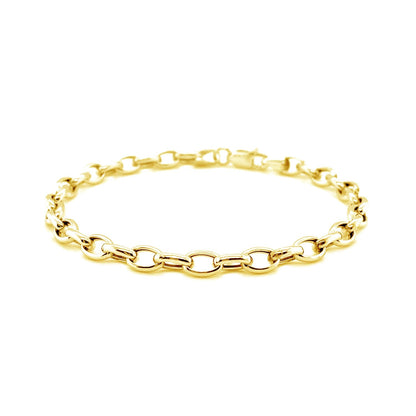 Pulsera Ovalada Rolo de Oro Amarillo de 14k y 4.6mm