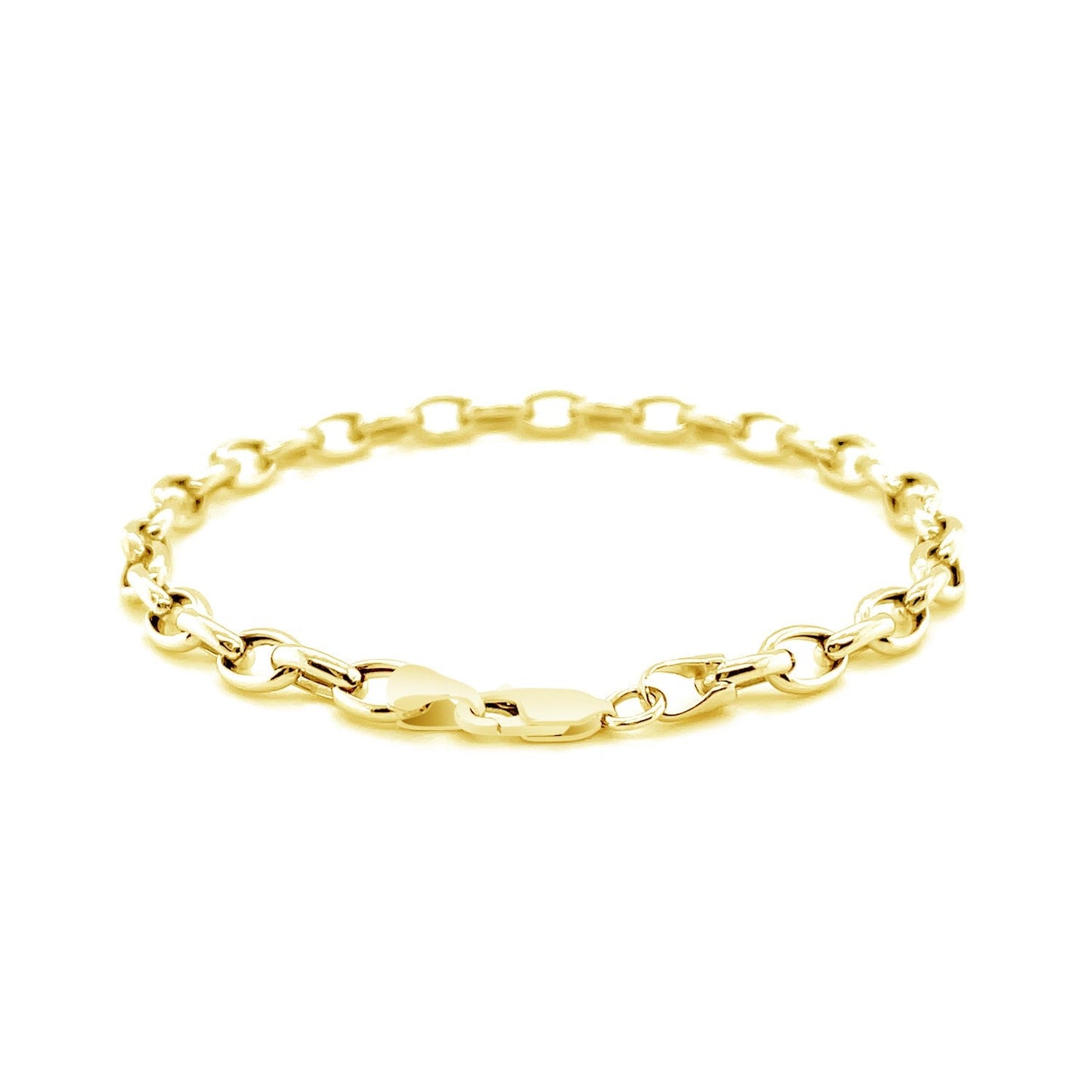 Pulsera Ovalada Rolo de Oro Amarillo de 14k y 4.6mm