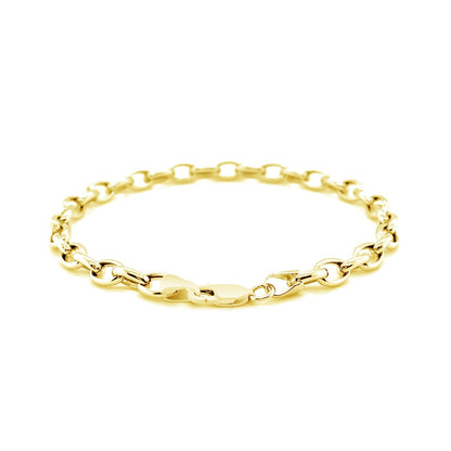 Pulsera Ovalada Rolo de Oro Amarillo de 14k y 4.6mm