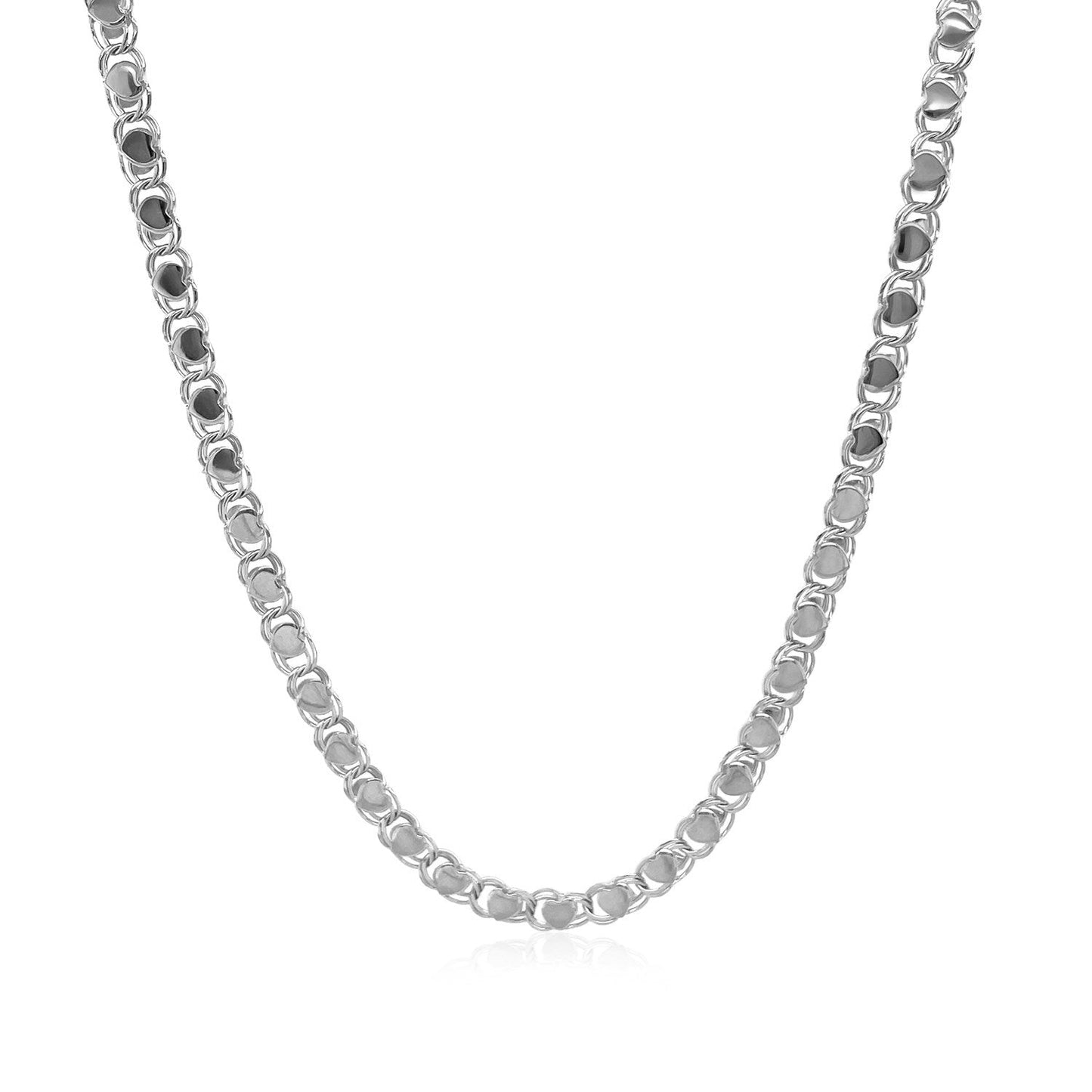 Cadena de corazón de oro blanco de 14k de 2.9mm