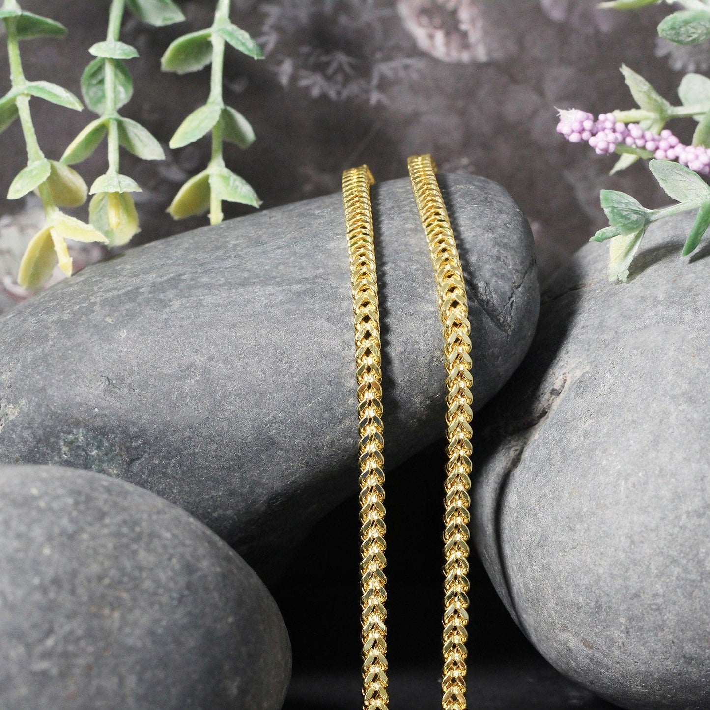 Cadena de espiga de oro amarillo de 14k ligera (3.20 mm)