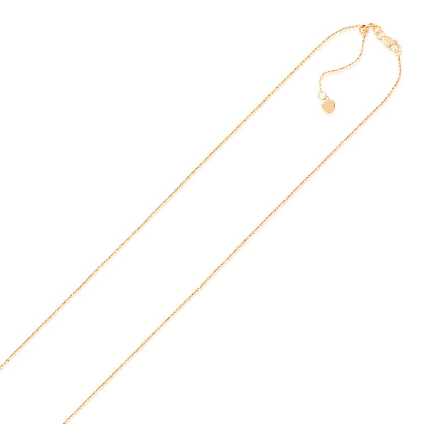 Cadena ajustable de oro rosa de 14k de 0.9mm