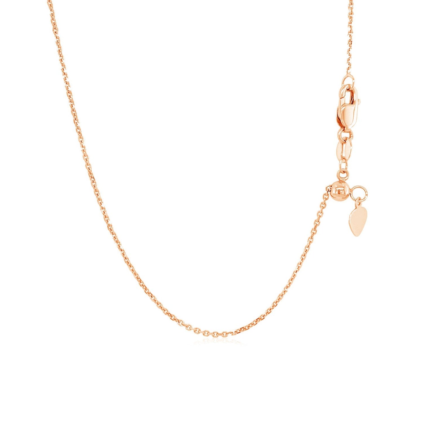 Cadena ajustable de oro rosa de 14k de 0.9mm