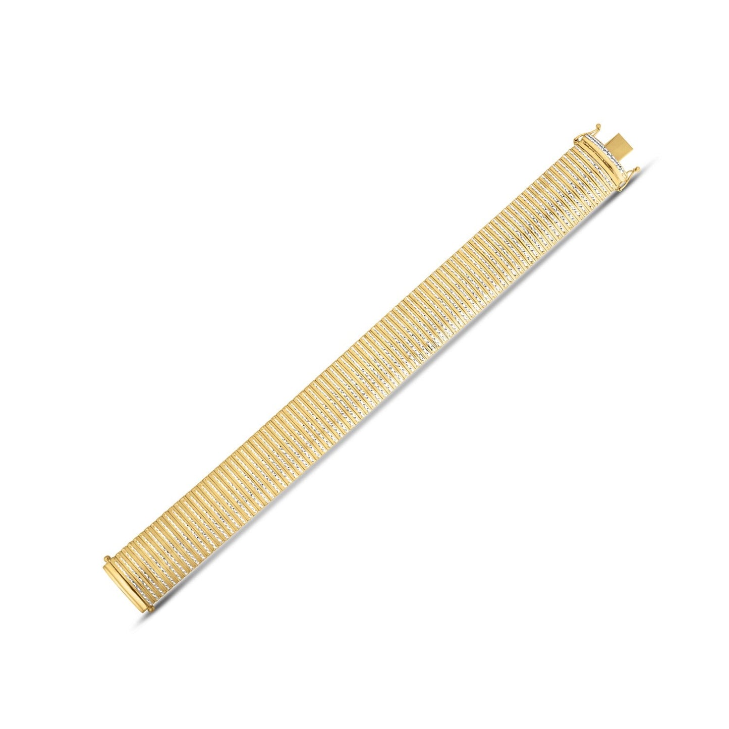 Pulsera Flexible de Oro Amarillo de 14k con Diamantes Atrevidos (17.10 mm)