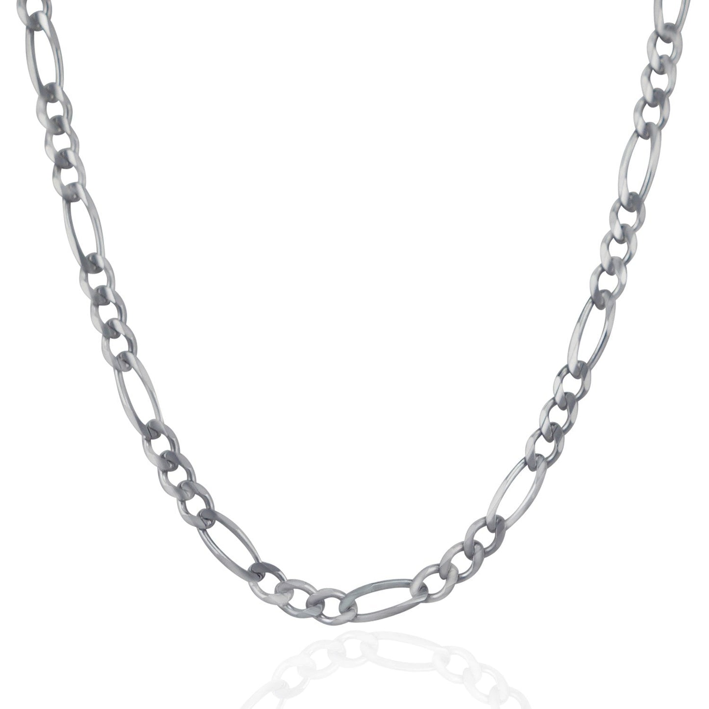 Cadena Fígaro de Oro Blanco Sólido de 14k y 4.6mm
