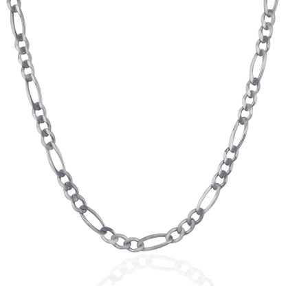 Cadena Fígaro de Oro Blanco Sólido de 14k y 4.6mm