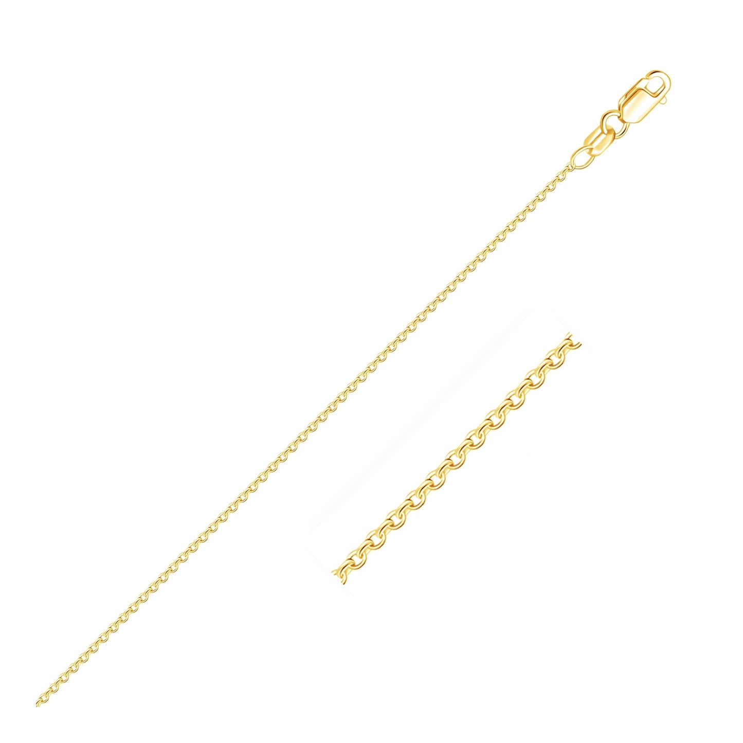 Cadena de Eslabones Redondos de Oro Amarillo de 14k de 1.2mm