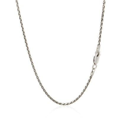 Cadena de trigo de plata de ley rodiada de 1,5 mm