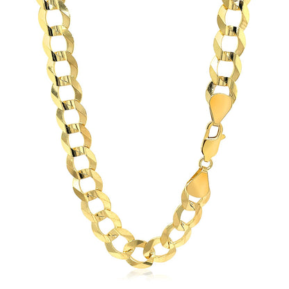 Cadena Curb Sólida de Oro Amarillo de 14k y 10.0mm