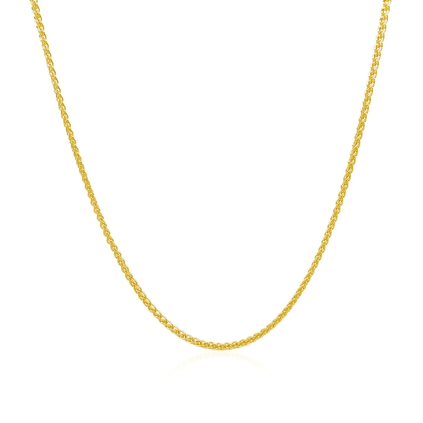 Cadena de Trigo Redonda de Oro Amarillo de 14k con Corte de Diamante 1.1mm