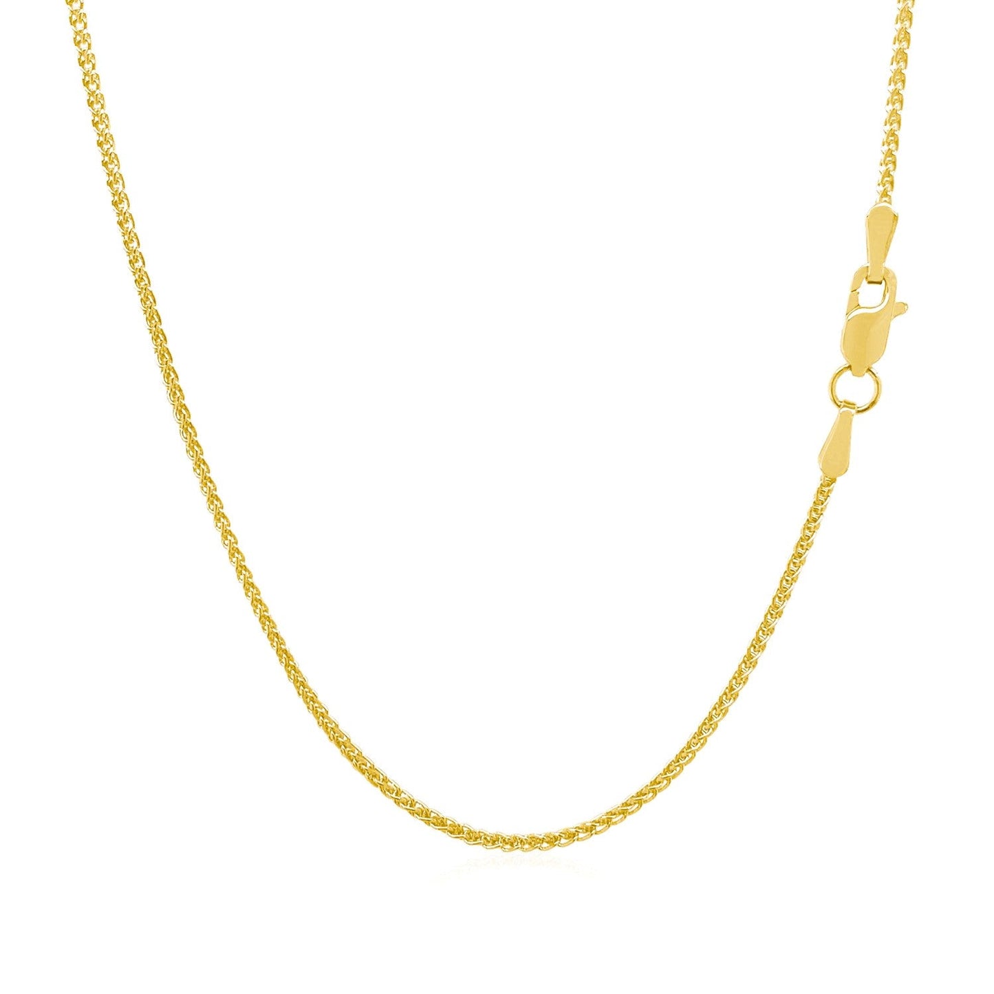 Cadena de Trigo Redonda de Oro Amarillo de 14k con Corte de Diamante 1.1mm