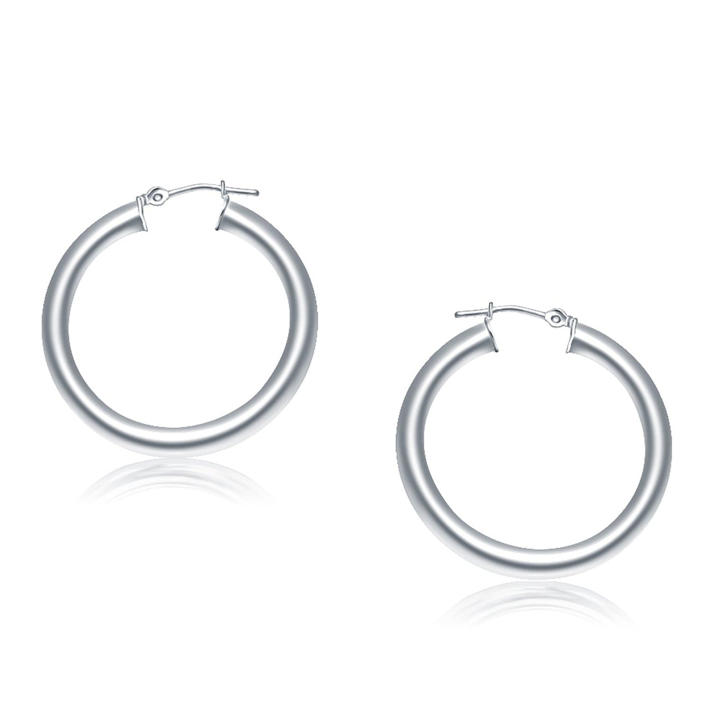 Pendientes de aro pulidos de oro blanco de 14k (30 mm)
