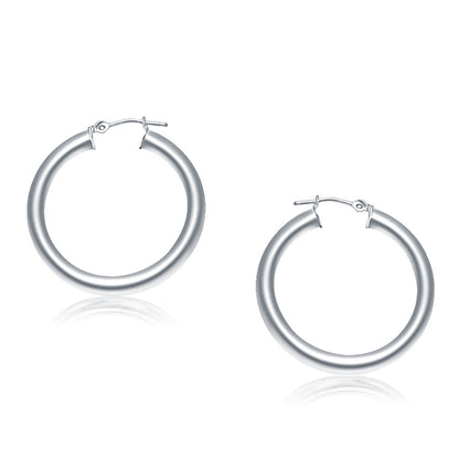 Pendientes de aro pulidos de oro blanco de 14k (30 mm)