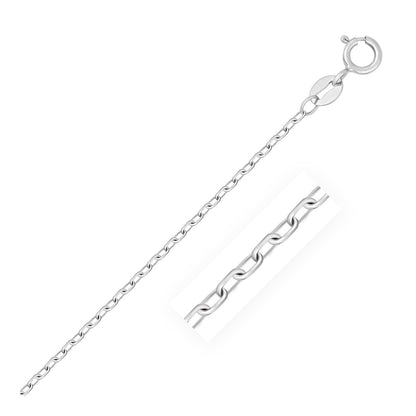 Cadena de eslabones de cable facetada de oro blanco de 14k de 1.3mm