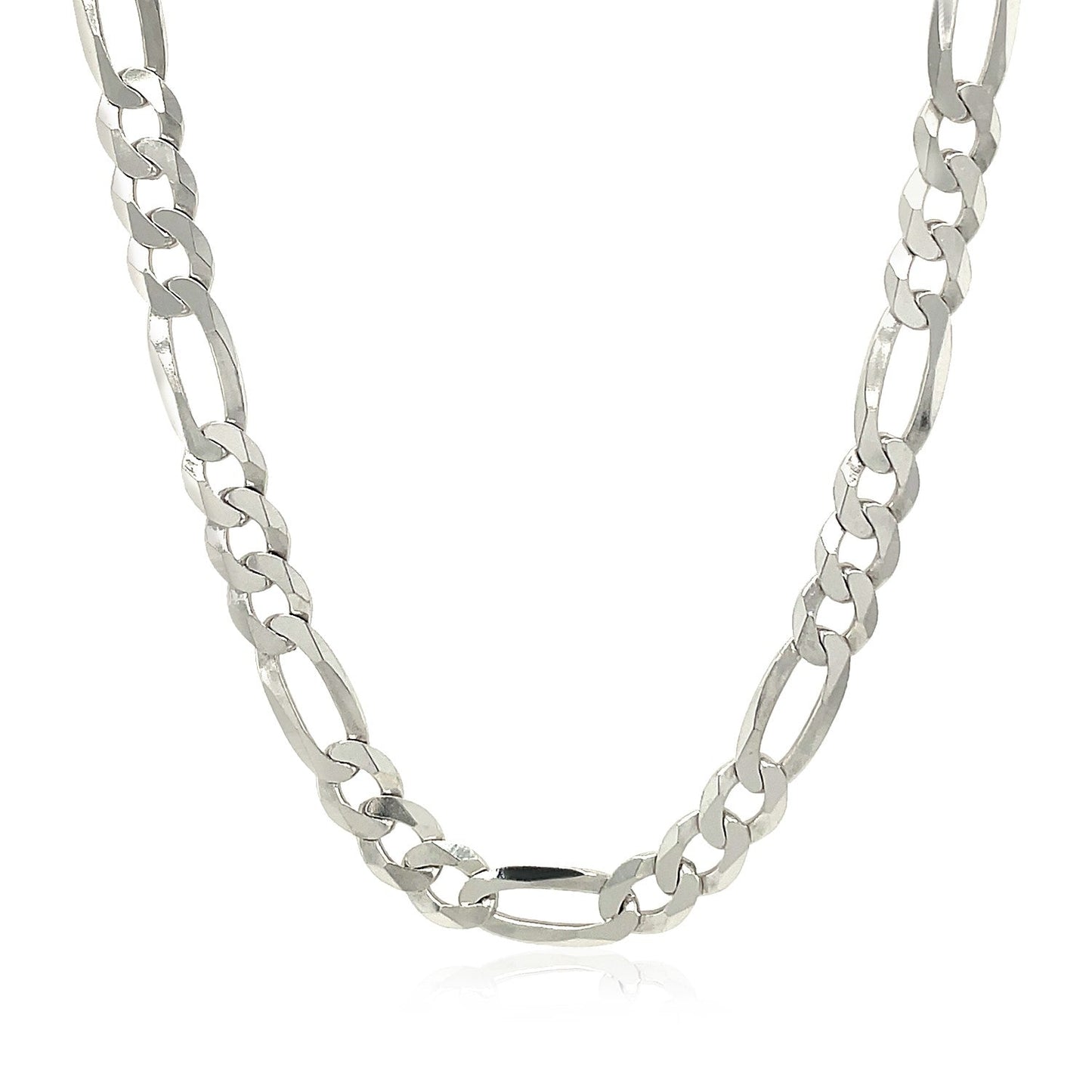 Cadena de plata esterlina estilo Figaro de 5.5 mm con baño de rodio
