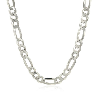Cadena de plata esterlina estilo Figaro de 5.5 mm con baño de rodio