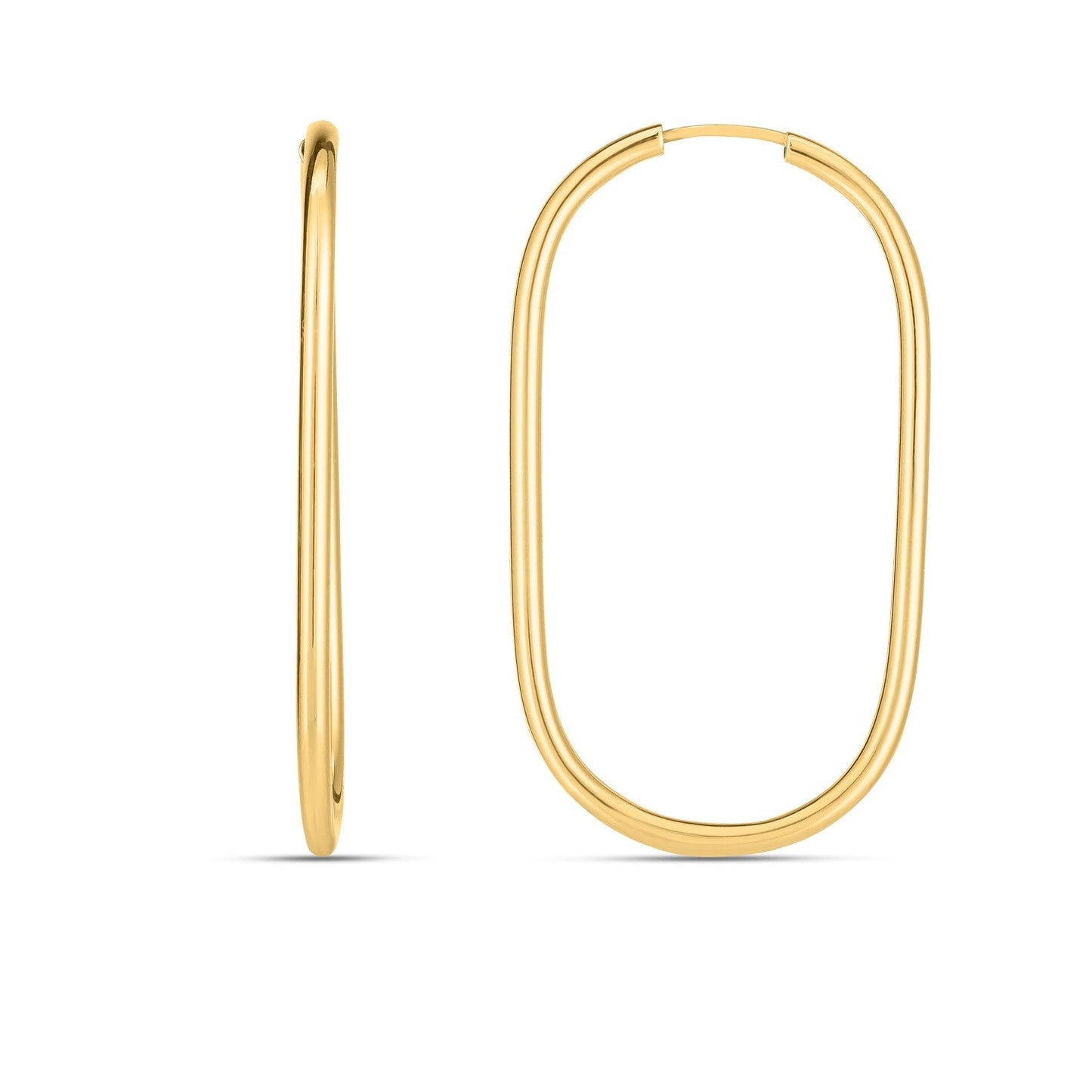 Pendientes de aro grandes de oro amarillo de 14k con diseño de clip