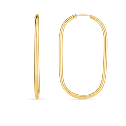 Pendientes de aro grandes de oro amarillo de 14k con diseño de clip