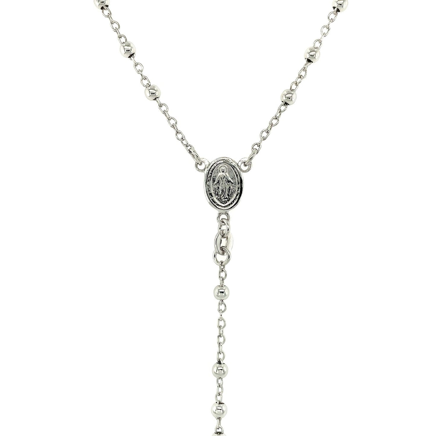 Cadena fina de rosario y collar de cuentas en plata esterlina