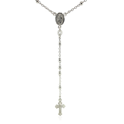 Cadena fina de rosario y collar de cuentas en plata esterlina