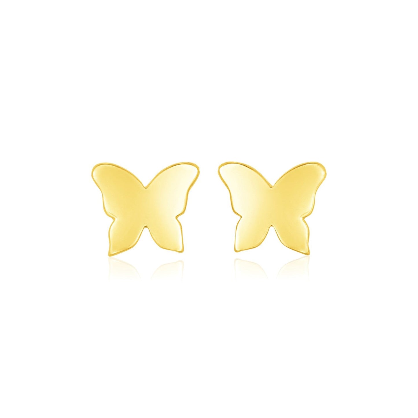Pendientes de mariposa pulidos de oro amarillo de 14 quilates