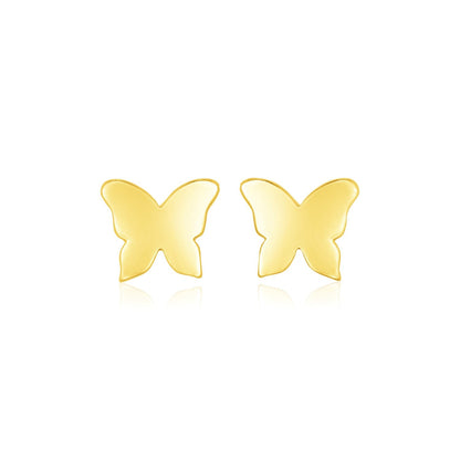 Pendientes de mariposa pulidos de oro amarillo de 14 quilates