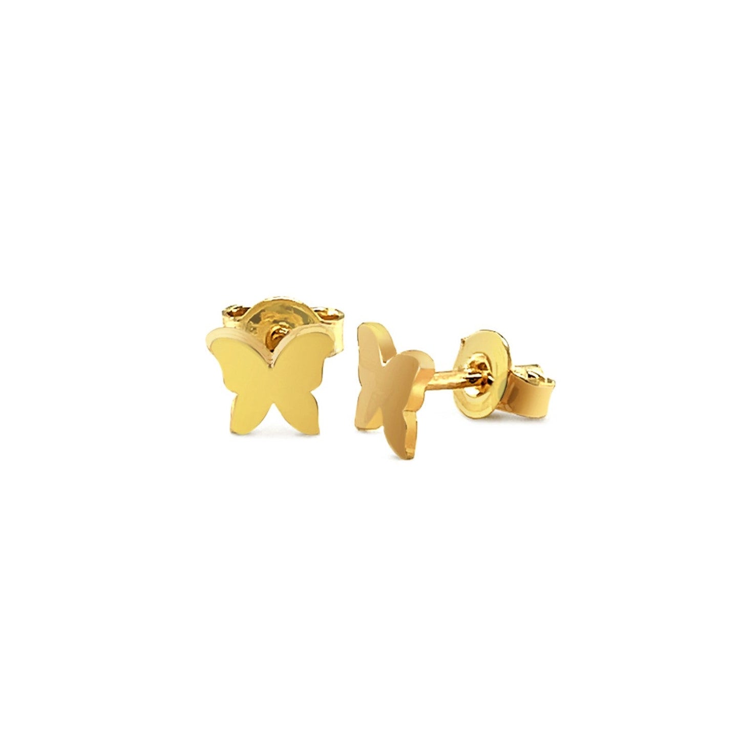 Pendientes de mariposa pulidos de oro amarillo de 14 quilates