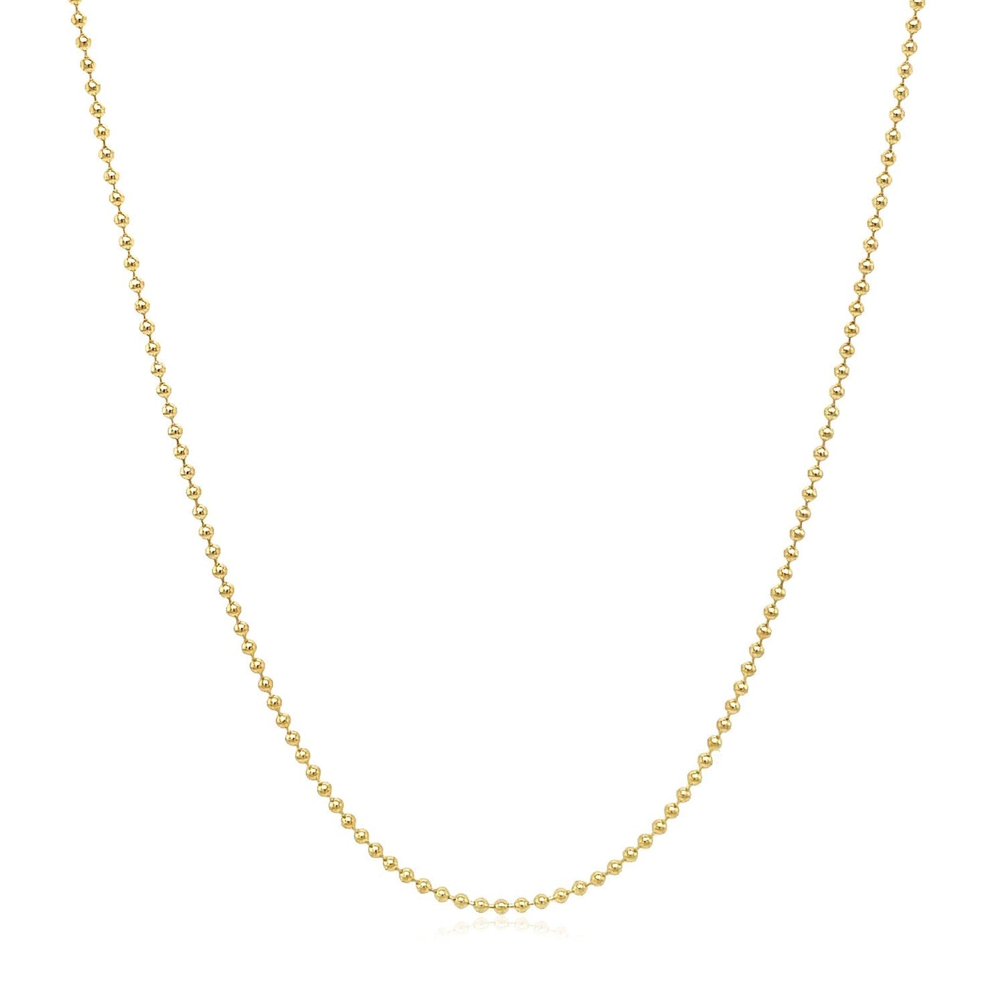 Cadena de bolas de oro amarillo de 14k de 1.0mm