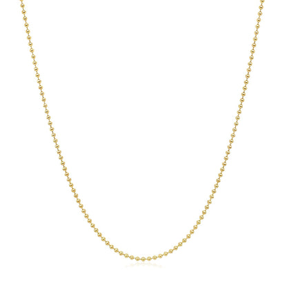 Cadena de bolas de oro amarillo de 14k de 1.0mm