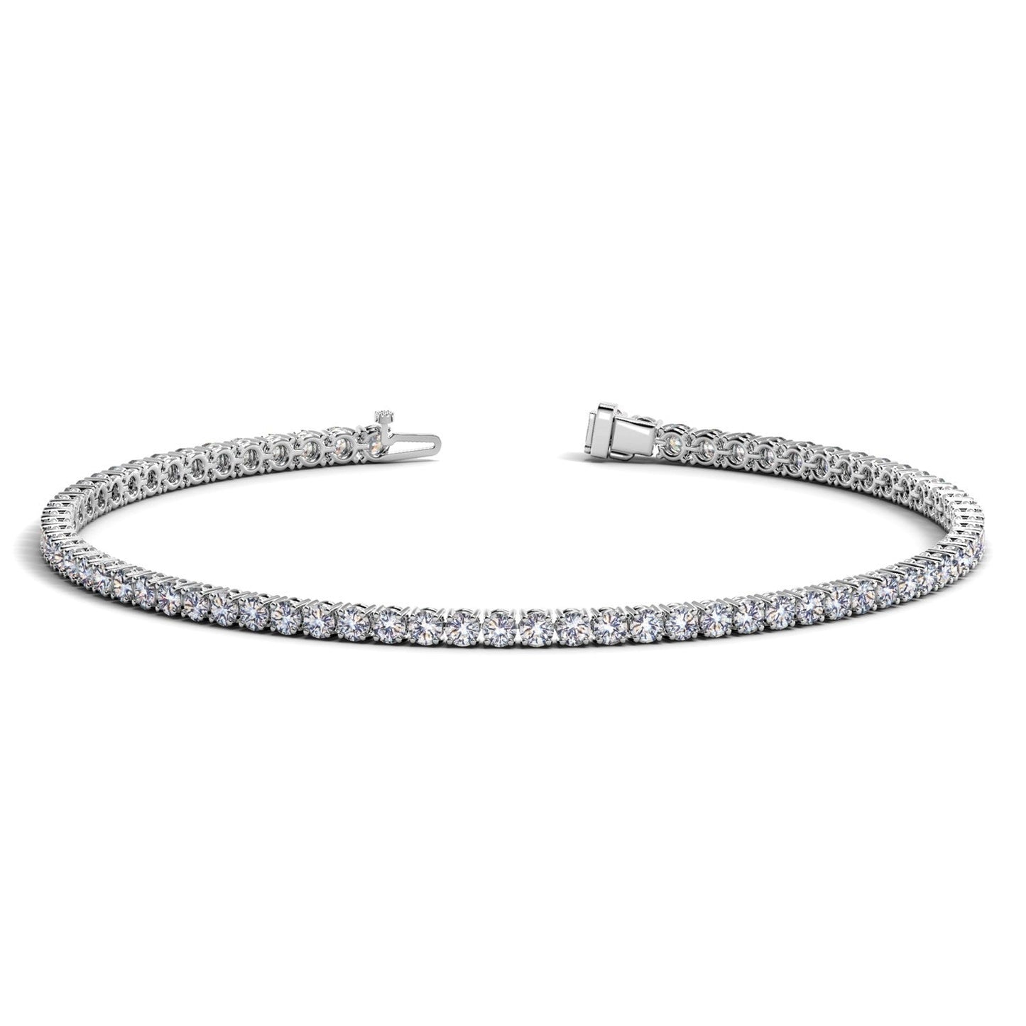 Pulsera de tenis con diamantes redondos cultivados en laboratorio, de oro blanco de 14k (2 ct. p.t. F/G VS2/SI1)