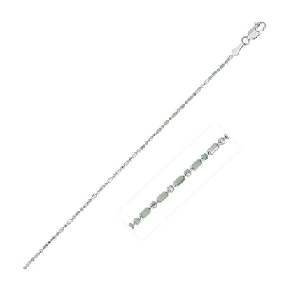 Cadena de Cuentas Talladas con Diamante de Oro Blanco de 14k 1.0mm