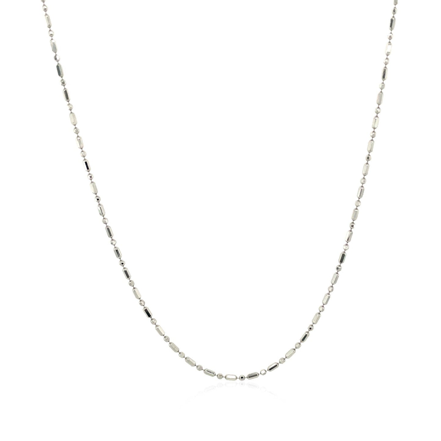 Cadena de Cuentas Talladas con Diamante de Oro Blanco de 14k 1.0mm