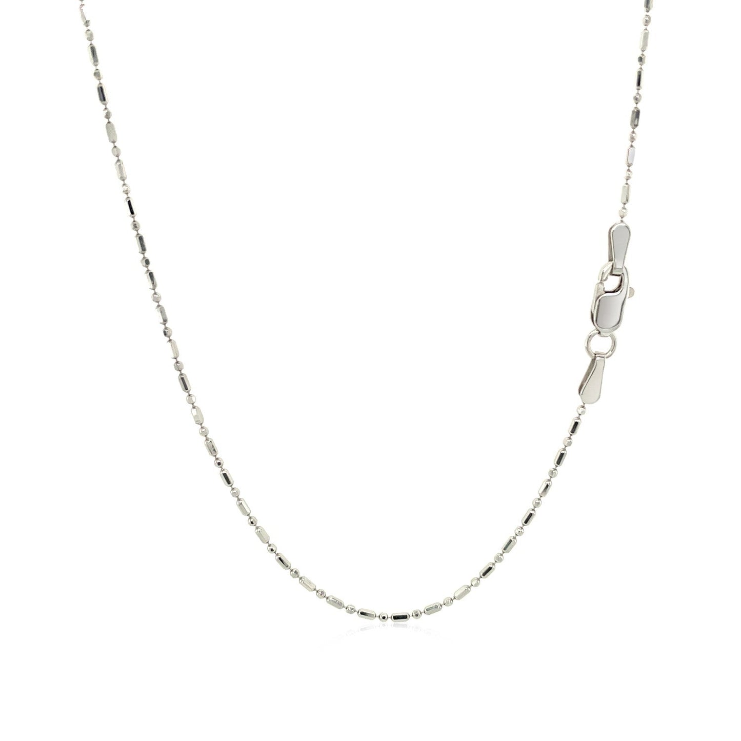 Cadena de Cuentas Talladas con Diamante de Oro Blanco de 14k 1.0mm