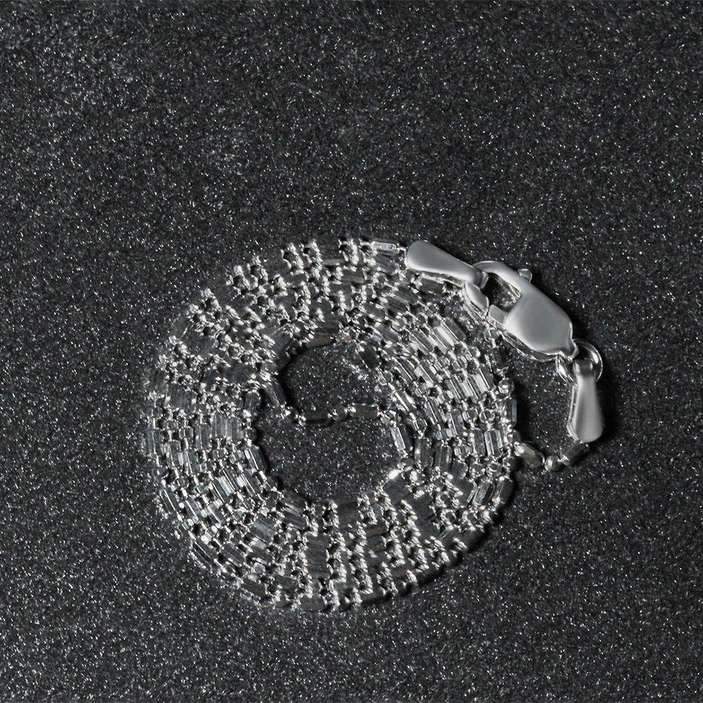 Cadena de Cuentas Talladas con Diamante de Oro Blanco de 14k 1.0mm