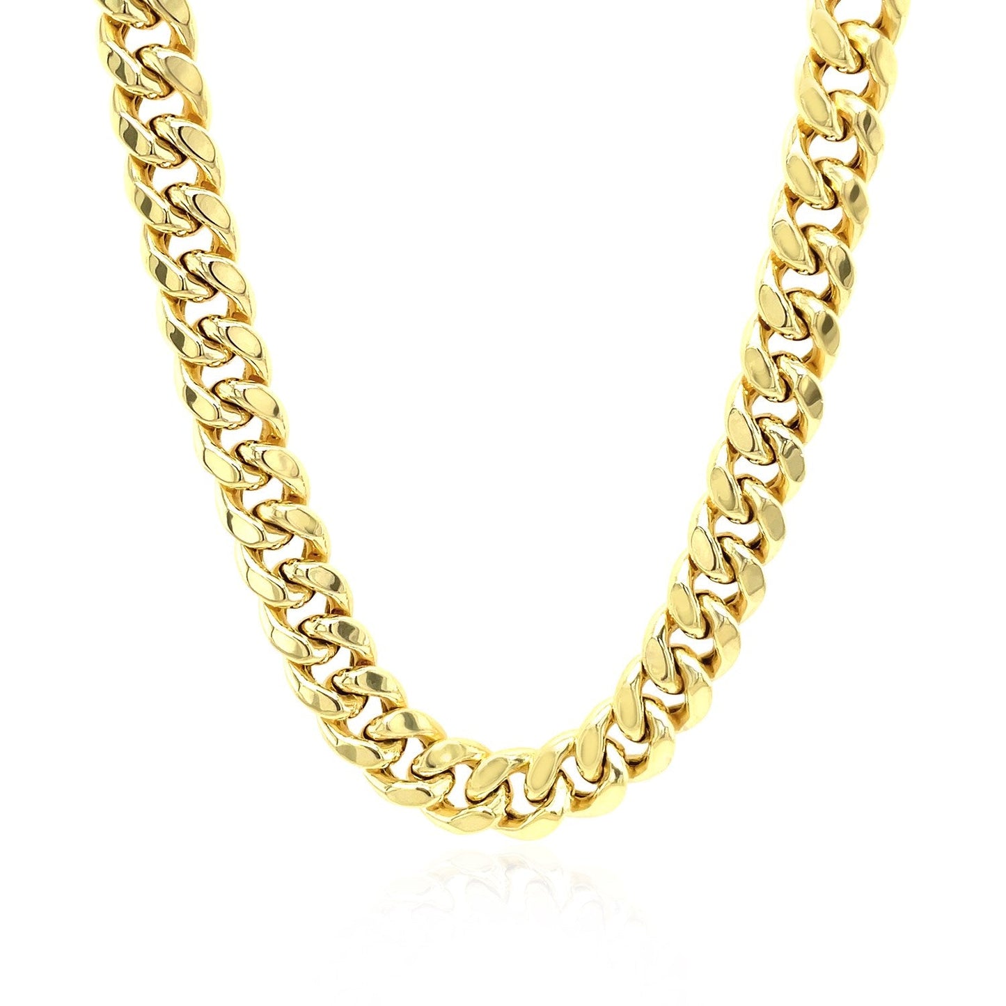 Cadena Cubana Miami Semisólida de Oro Amarillo de 10k y 7,25mm