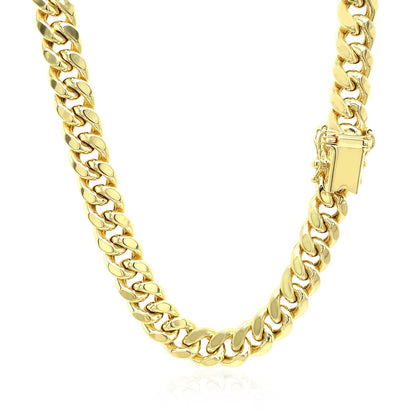 Cadena Cubana Miami Semisólida de Oro Amarillo de 10k y 7,25mm