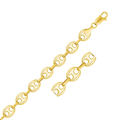 Pulsera de eslabones marineros hinchados de oro amarillo de 14k y 11,0 mm